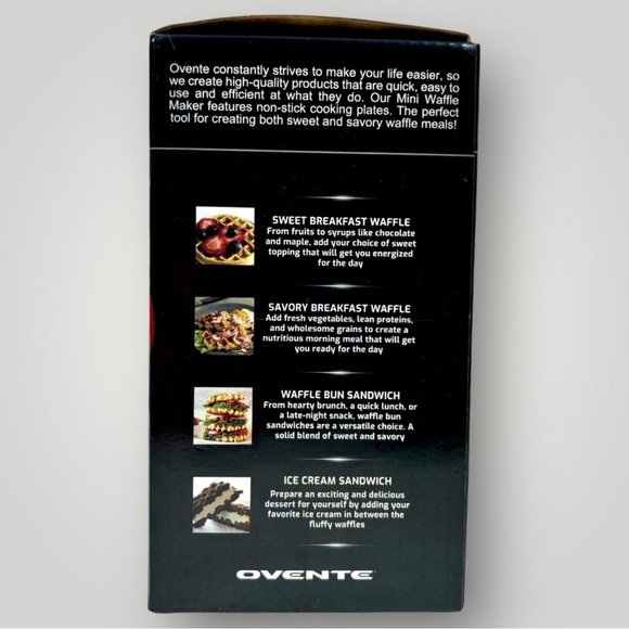 Ovente Electric Mini Waffle Maker, 4-Inch Non-Stick Plates, Red! - Picture 6 of 6